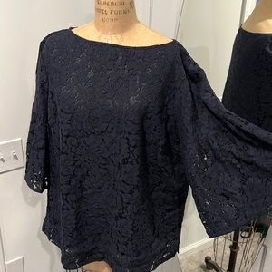 RALPH LAUREN lined lace three-quarter top